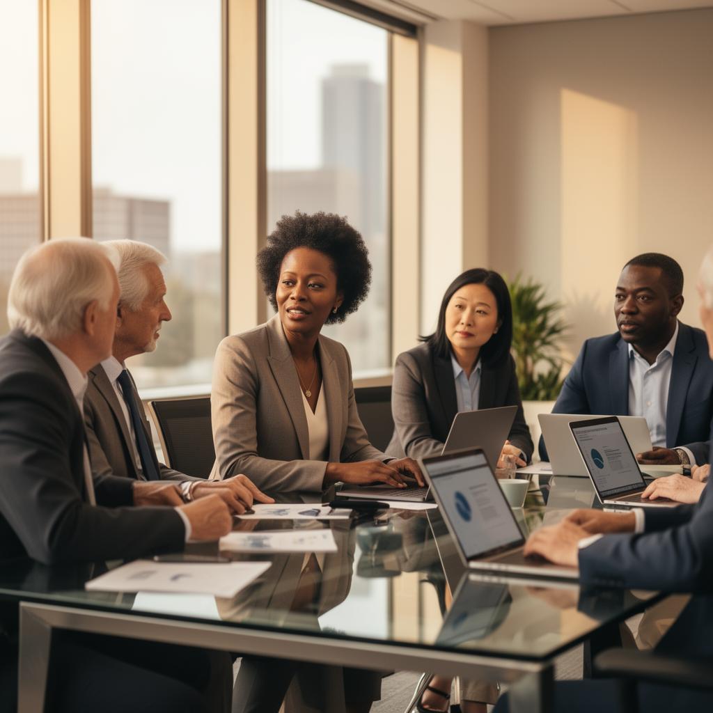 Executive boardroom strategy meeting